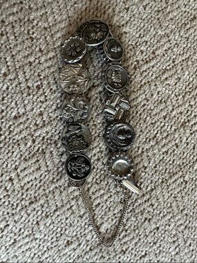 Vintage silver button bracelet unique